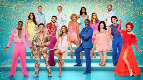 A picture of this year's Strictly celebrity contestants (left-right): Harry Aikines-Aryeetey, Vicky Pattison, Thomas Skinner, Ross King, George Clarke, Stefan Dennis, Dani Dyer, Alex Kingston, Balvinder Sopal, Jimmy Floyd Hasselbaink, Karen Carney, Ellie Goldstein, Chris Robshaw, Lewis Cope & La Voix