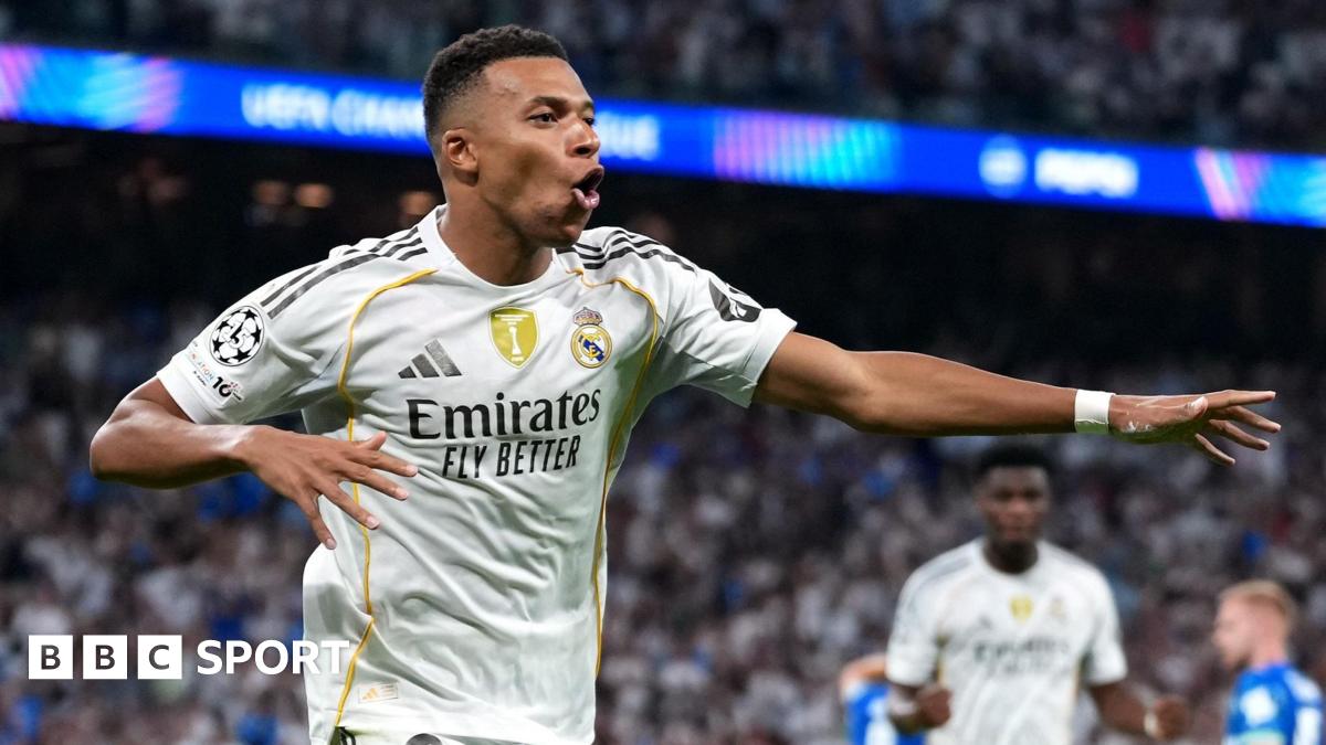 Real Madrid 2-1 Marseille: Kylian Mbappe scores two penalties as 10-man hosts fight back
