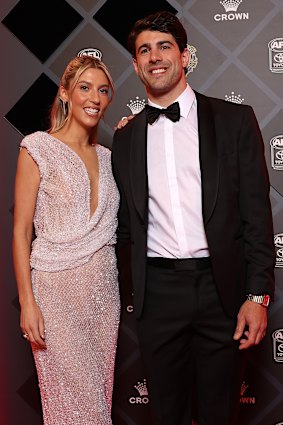 Christian Petracca and Bella Petracca on the Brownlow red carpet.