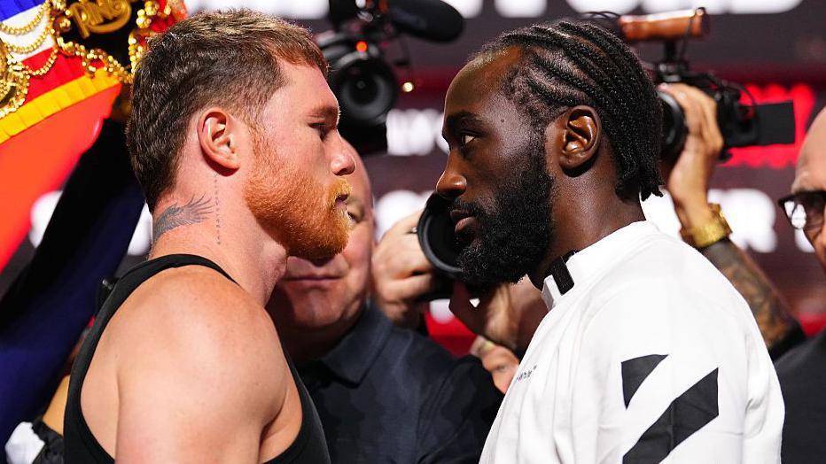 Canelo Alvarez faces of with Terence Crawford