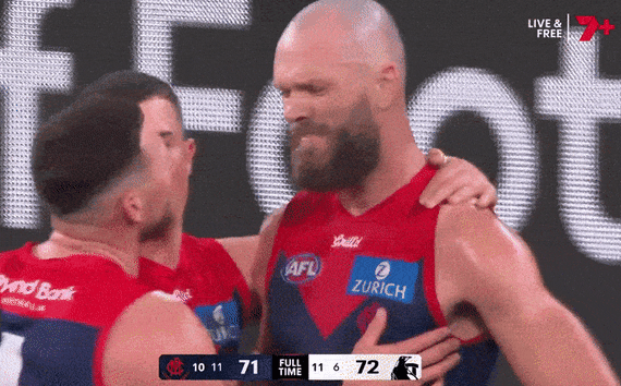 Melbourne teammates Steven May and Max Gawn clashed after a one-point loss to Collingwood this year.