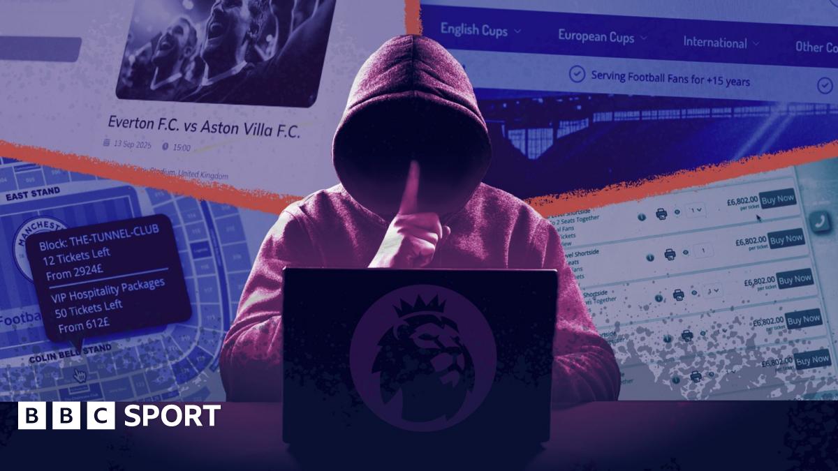 A collage of four websites advertising Premier League tickets.