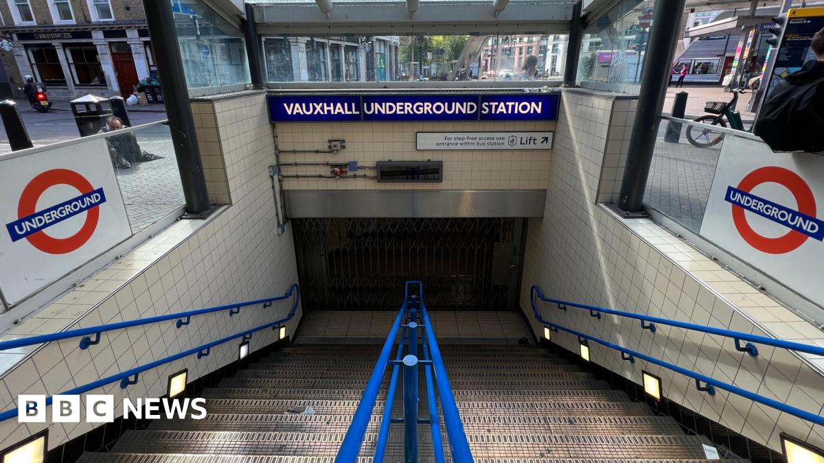 Vauxhall Tube station shows shutters closed