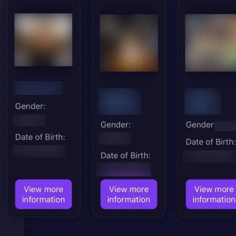 A screenshot of a website. All of the information has been blurred out so the children cannot be identified.