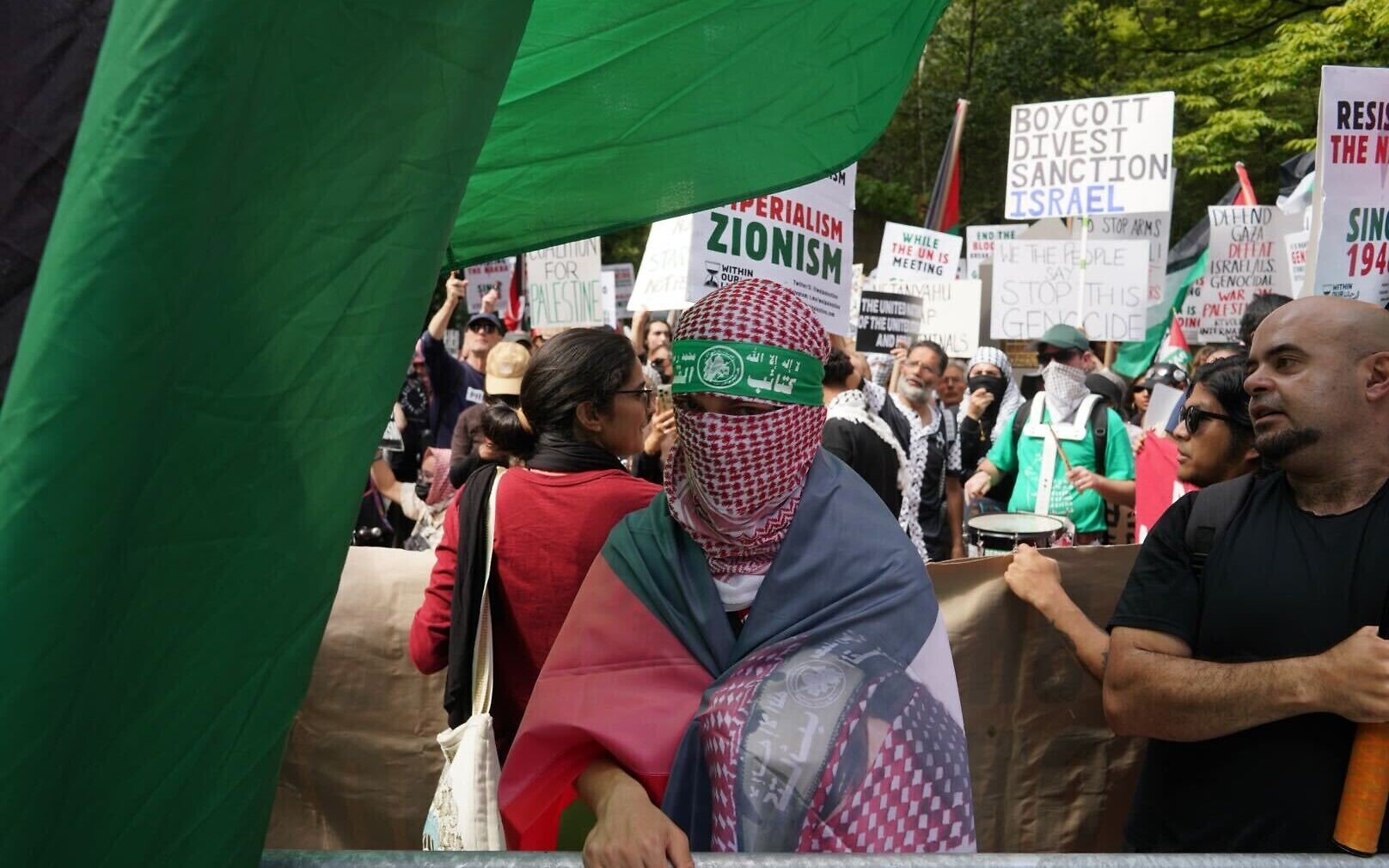 Anti-Israel activists protest at UN after wave of Palestinian statehood recognitions