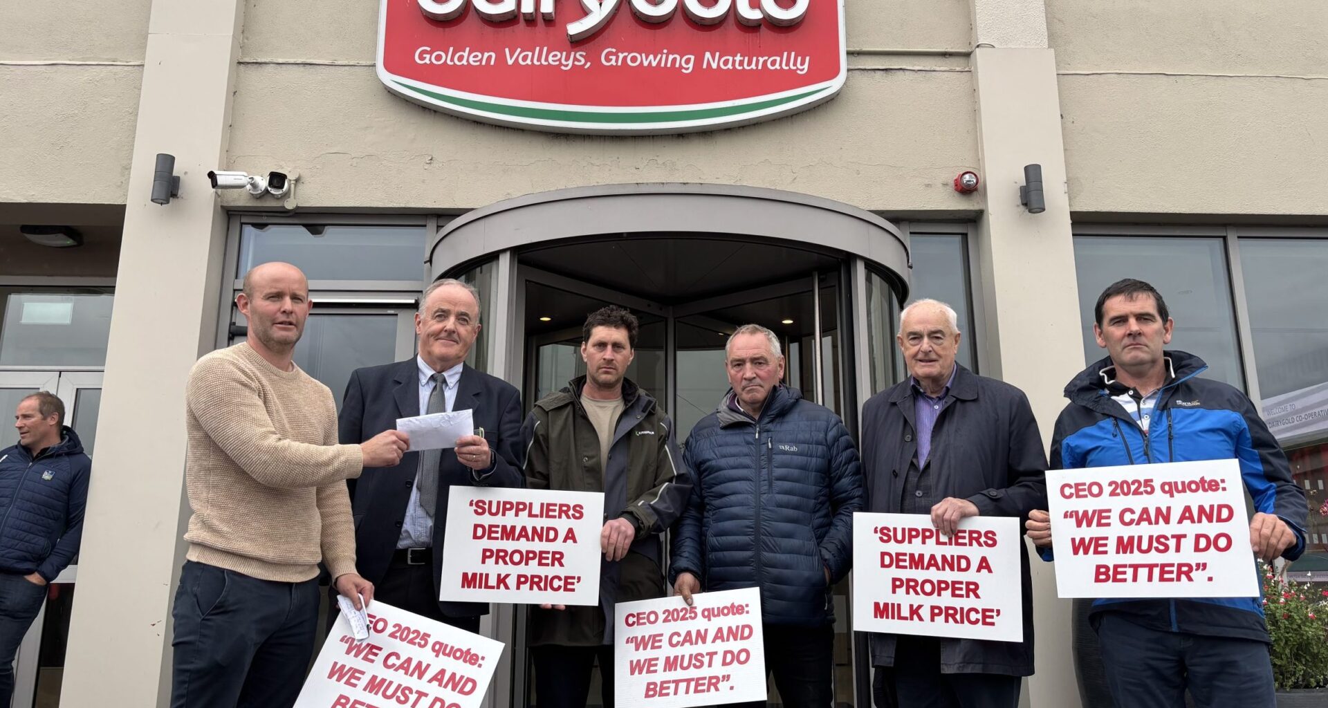 Shareholders present Dairygold's Niall Griffey with letter outlining a number of concerns.