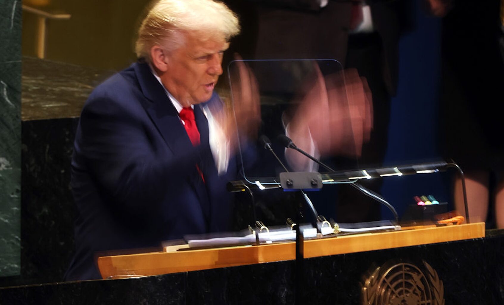 President Donald Trump addresses the United Nations (UN) General Assembly on Sept. 23, 2025. (pencer Platt/Getty Images)
