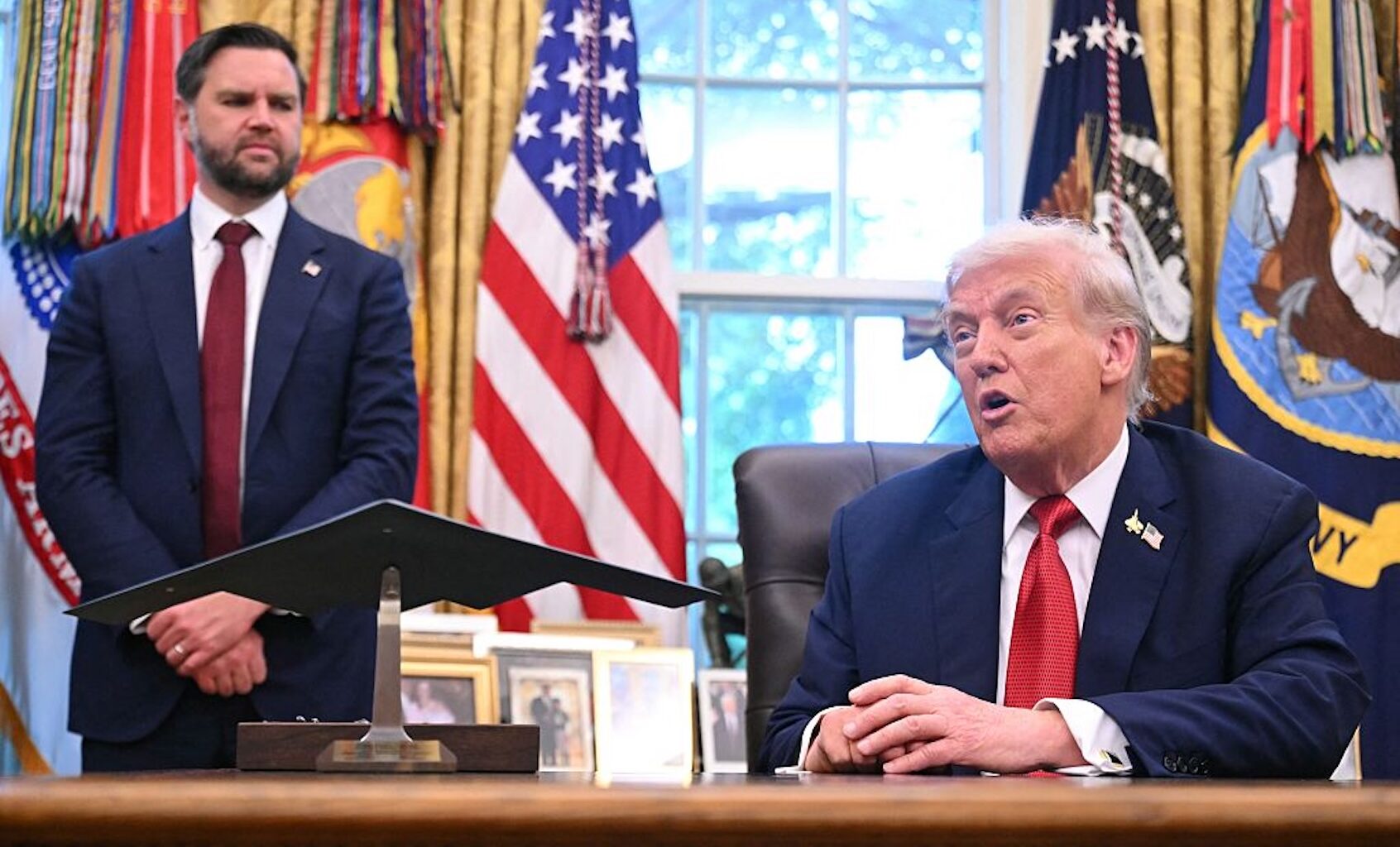 President Donald Trump and Vice President JD Vance after Trump signed an executive order on TikTok. (SAUL LOEB/AFP via Getty Images)