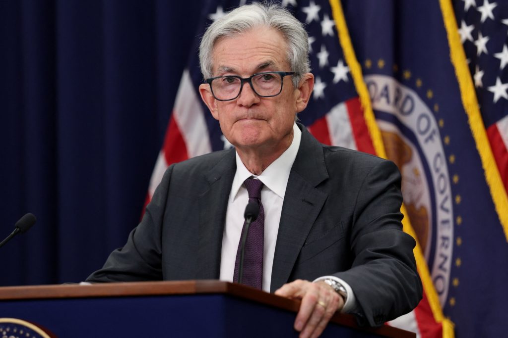 U.S. Federal Reserve Chair Jerome Powell holds a press conference, in Washington