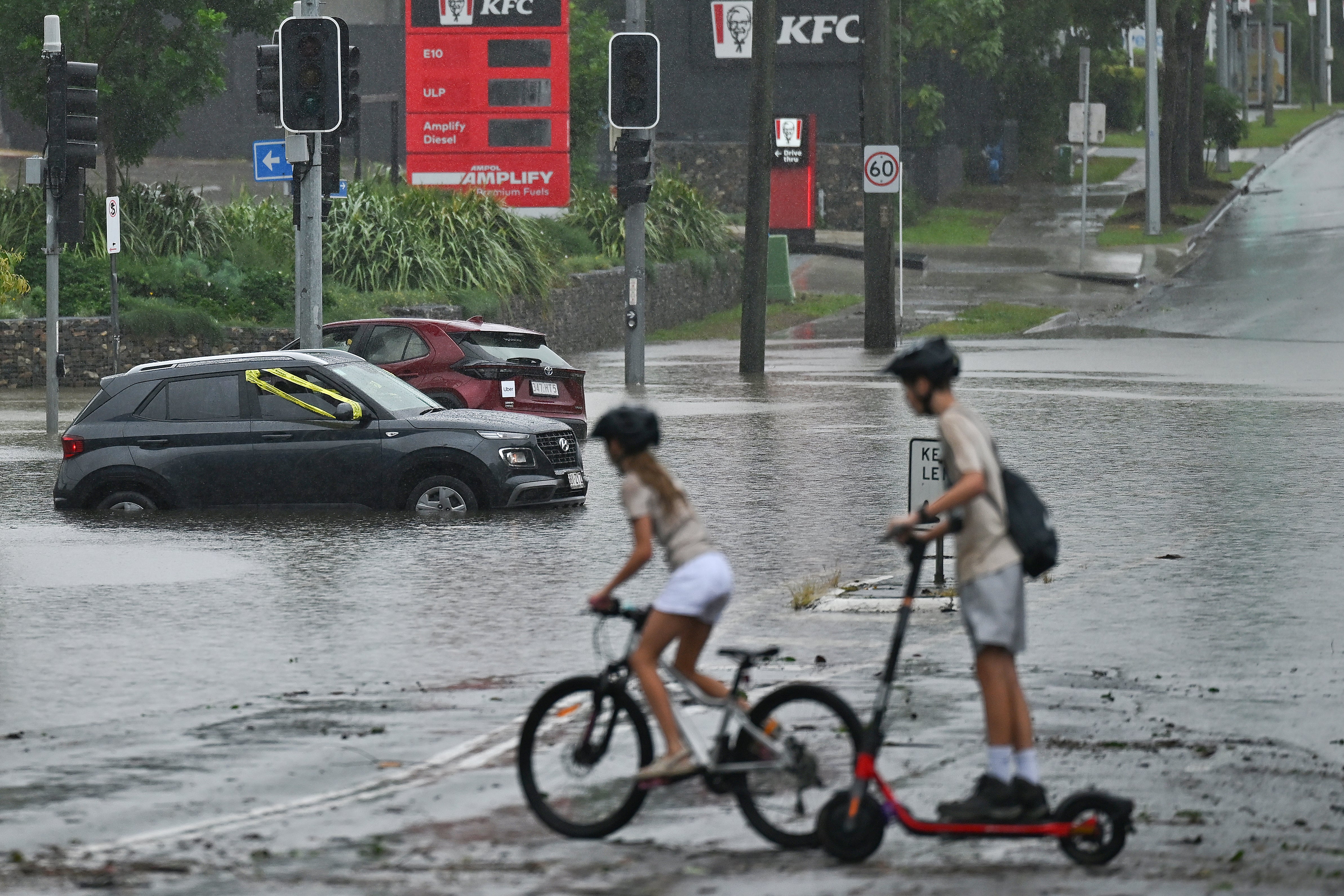 A flooded road in the Brisbane suburb of Wilston on 10 March 2025