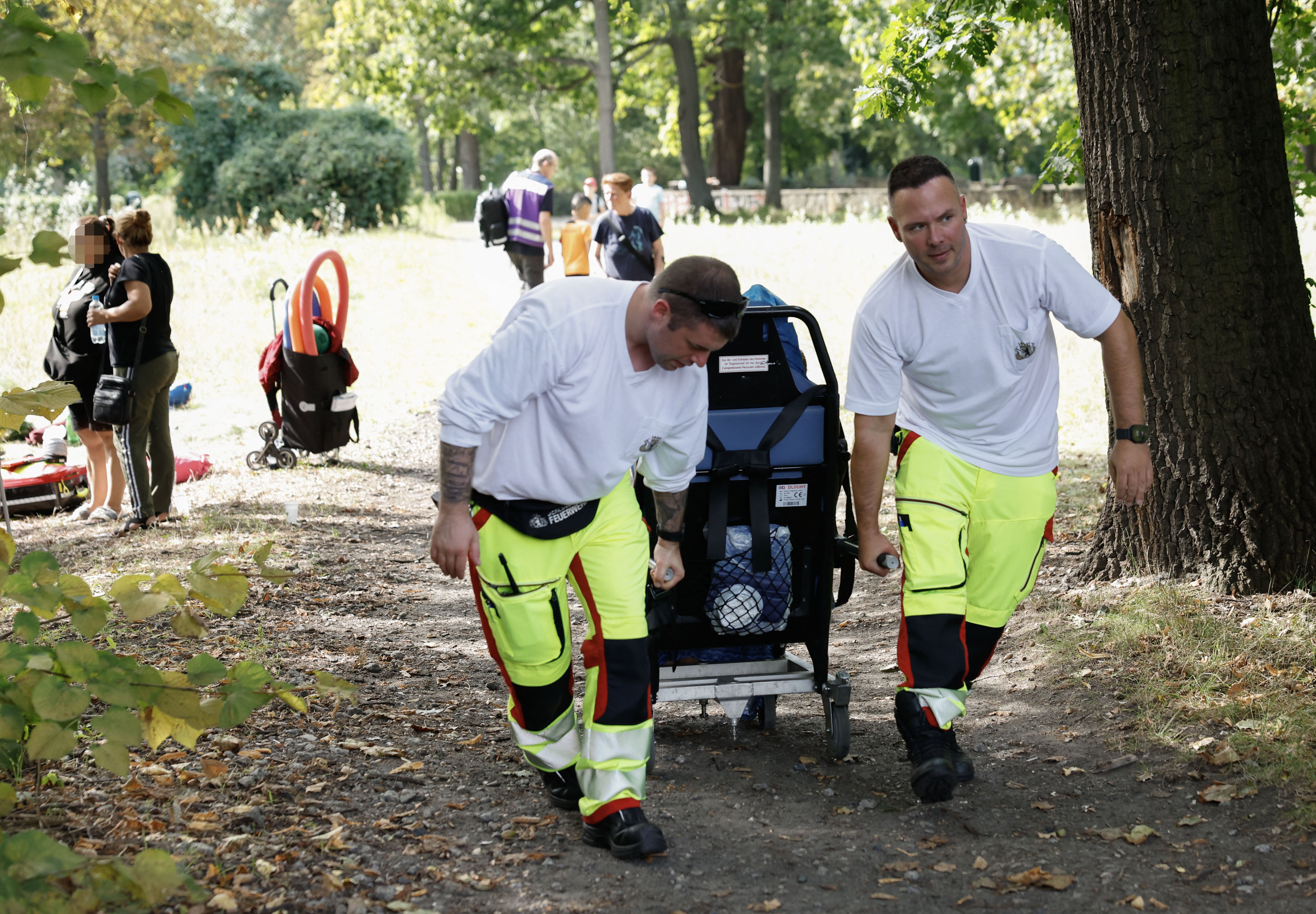 Rescue workers at the scene of the accident in Berlin