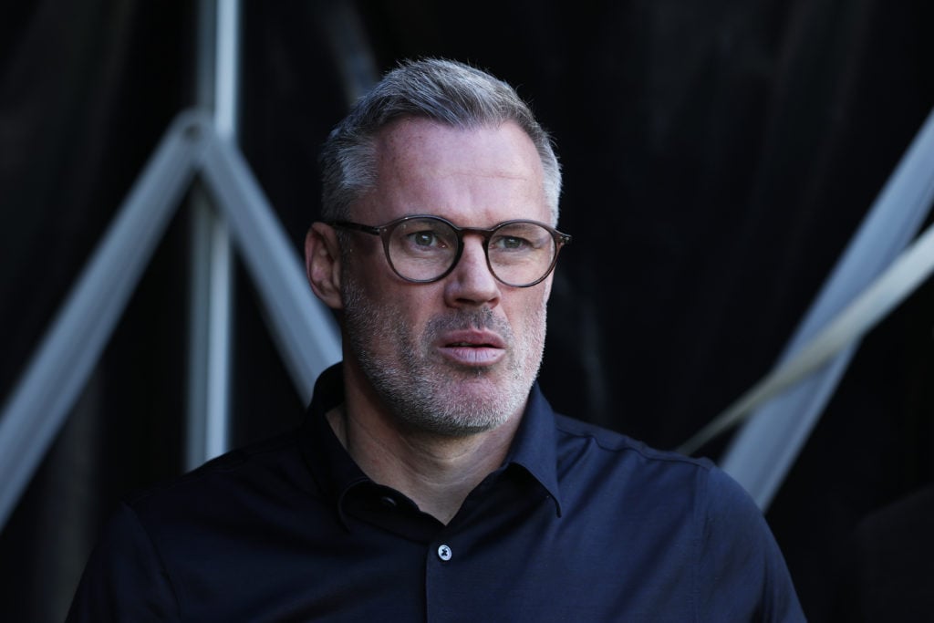 Jamie Carragher working as a pundit for Sky Sports