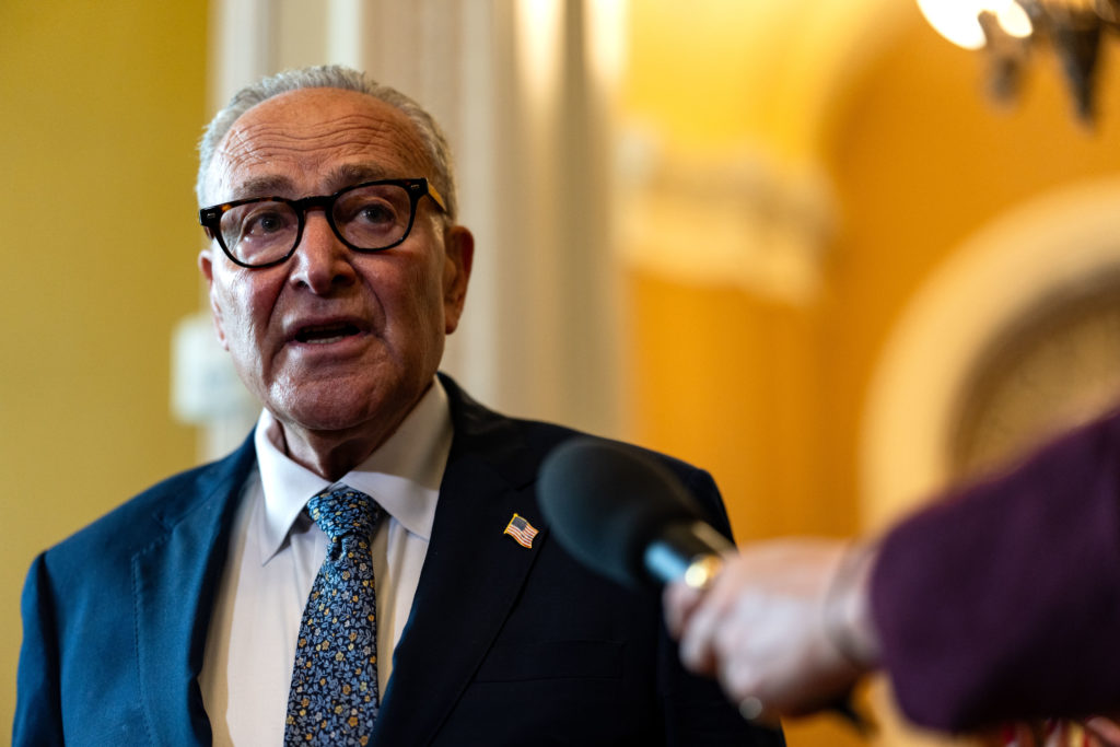 Senate Democratic Leader Chuck Schumer Speaks To Reporters On Capitol Hill