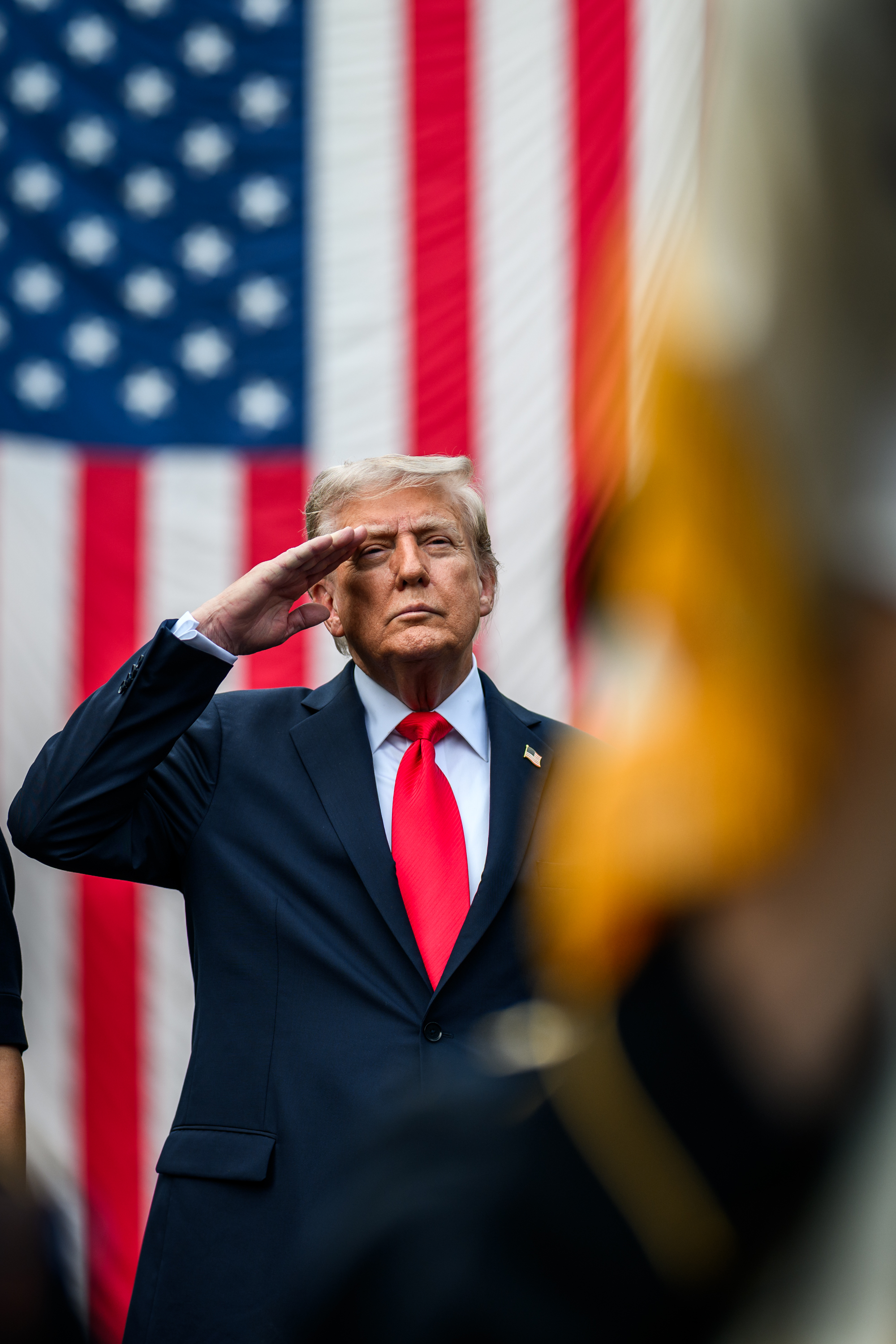 President Donald Trump and First Lady Melania Trump participate in an observance ceremony at the Pentagon in Arlington, Virginia to commemorate the 24th anniversary of the September 11, 2001 terrorist attacks, Thursday, September 1, 2025. (Official White House Photo by Daniel Torok)