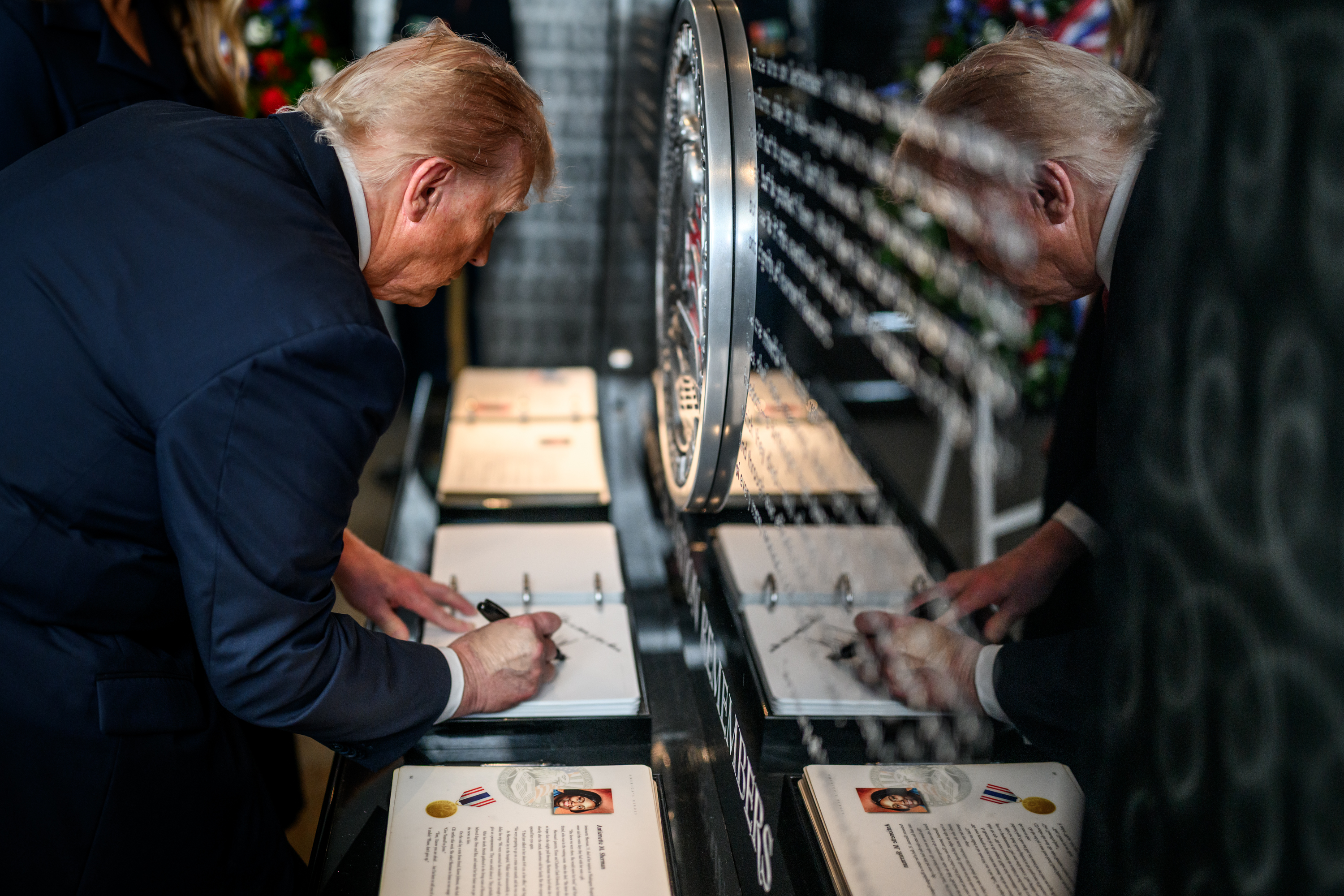 President Donald Trump and First Lady Melania Trump participate in a wreath-laying ceremony at the Pentagon in Arlington, Virginia to commemorate the 24th anniversary of the September 11, 2001 terrorist attacks, Thursday, September 1, 2025. (Official White House Photo by Daniel Torok)