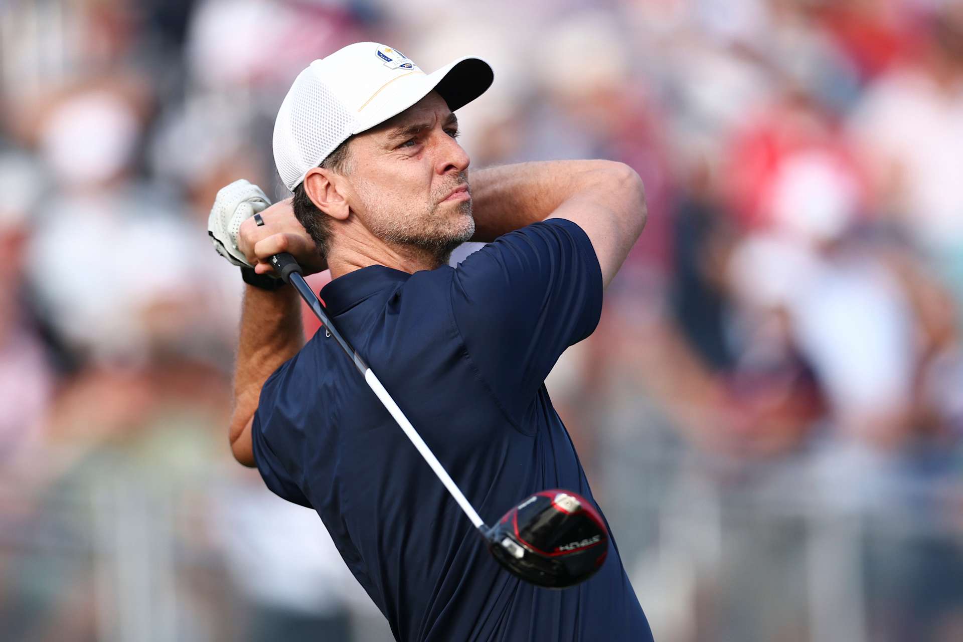 FARMINGDALE, NY - SEPTEMBER 24: Pau Gasol hits his tee shot on the first hole of the Black Course during the 2025 Ryder Cup at Bethpage State Park on Wednesday, September 24, 2025 in Farmingdale, New York. (Photo by Maddie Meyer/PGA of America)
