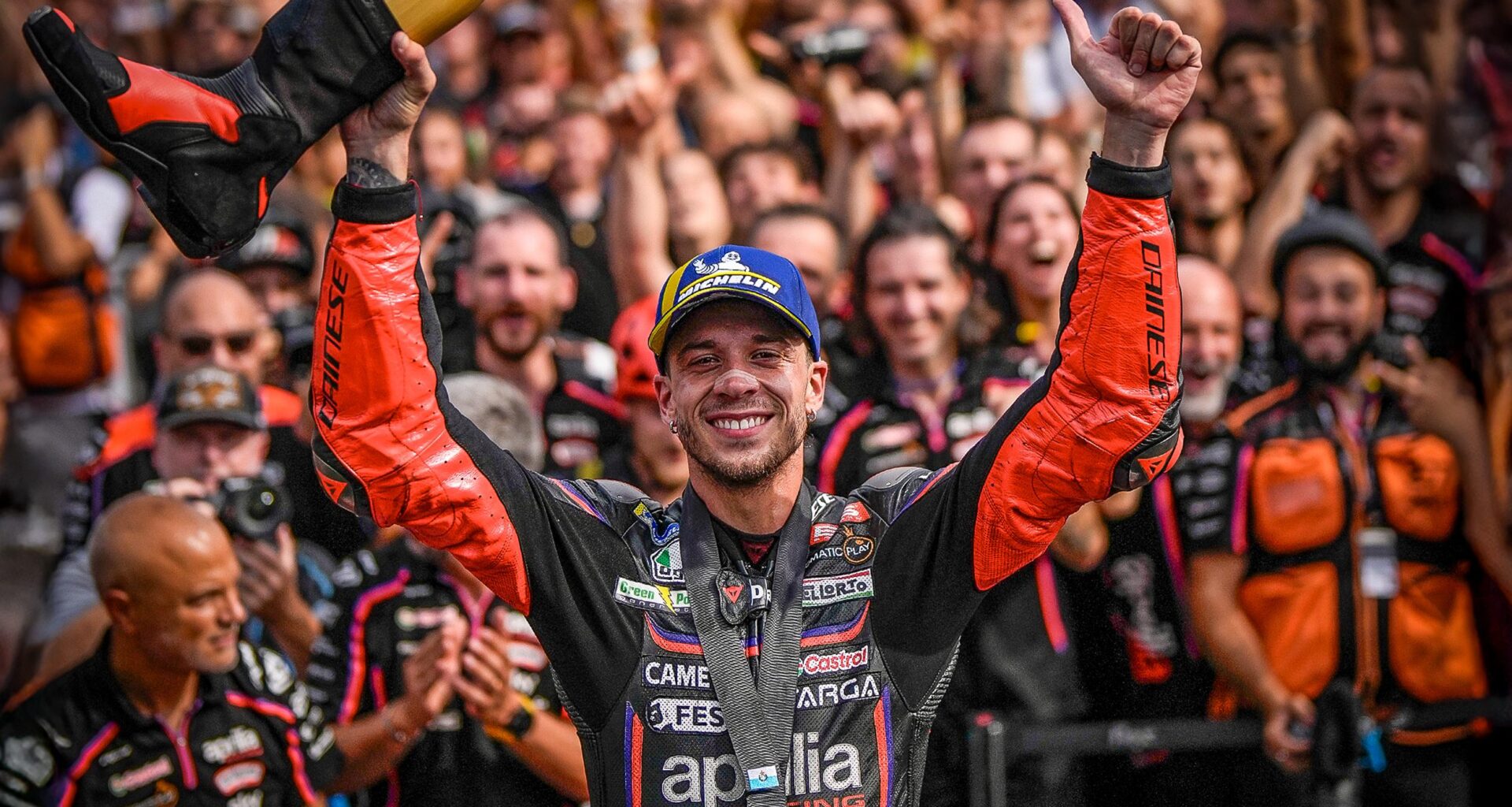 Bezzecchi completes perfect Saturday as Marc Marquez crashes