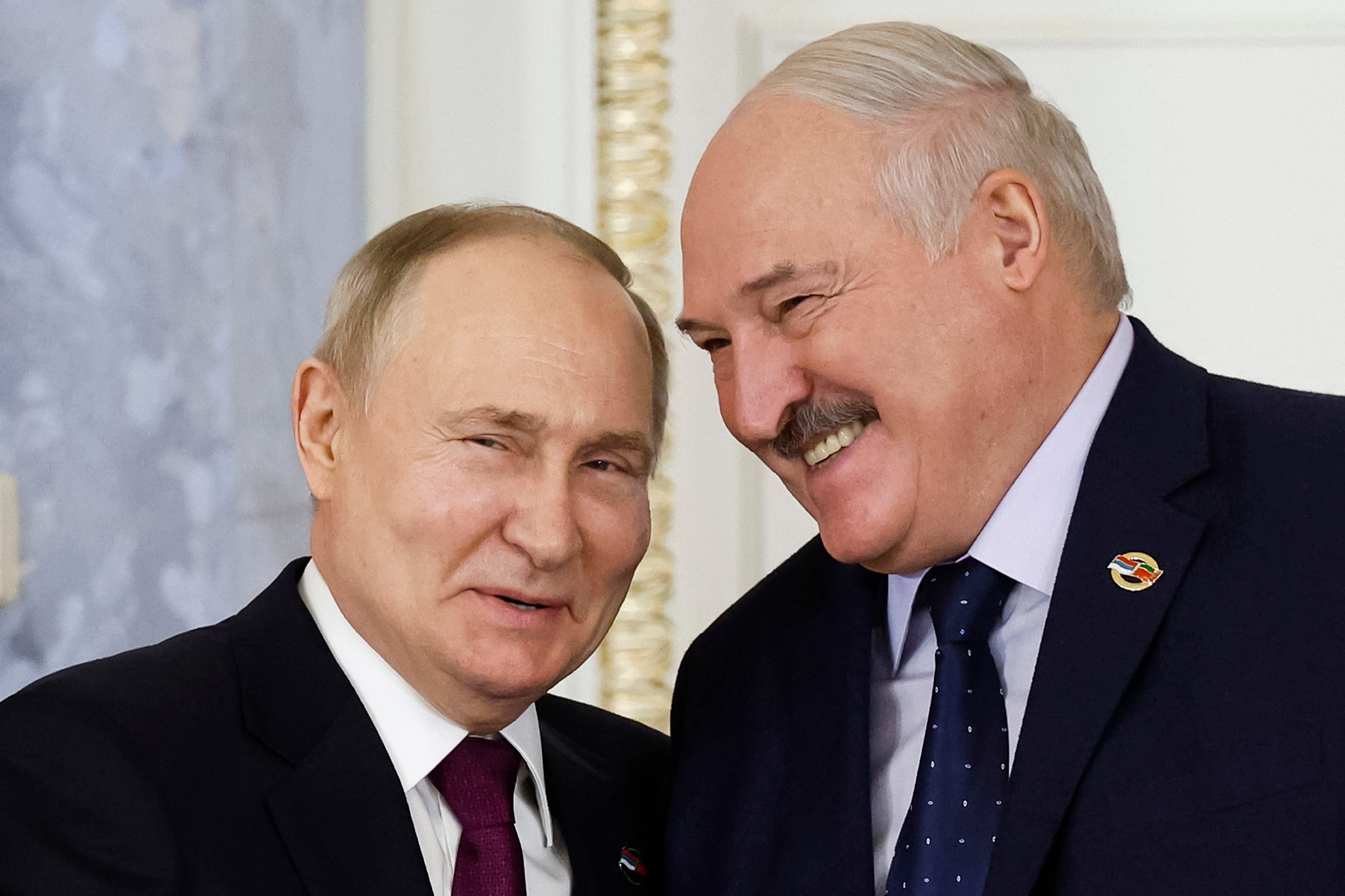 Russian President Vladimir Putin, left, and Belarusian President Alexander Lukashenko meet in St. Petersburg, Russia, Jan. 29, 2024. (Dmitry Astakhov, Sputnik, Government Pool Photo via AP, File)