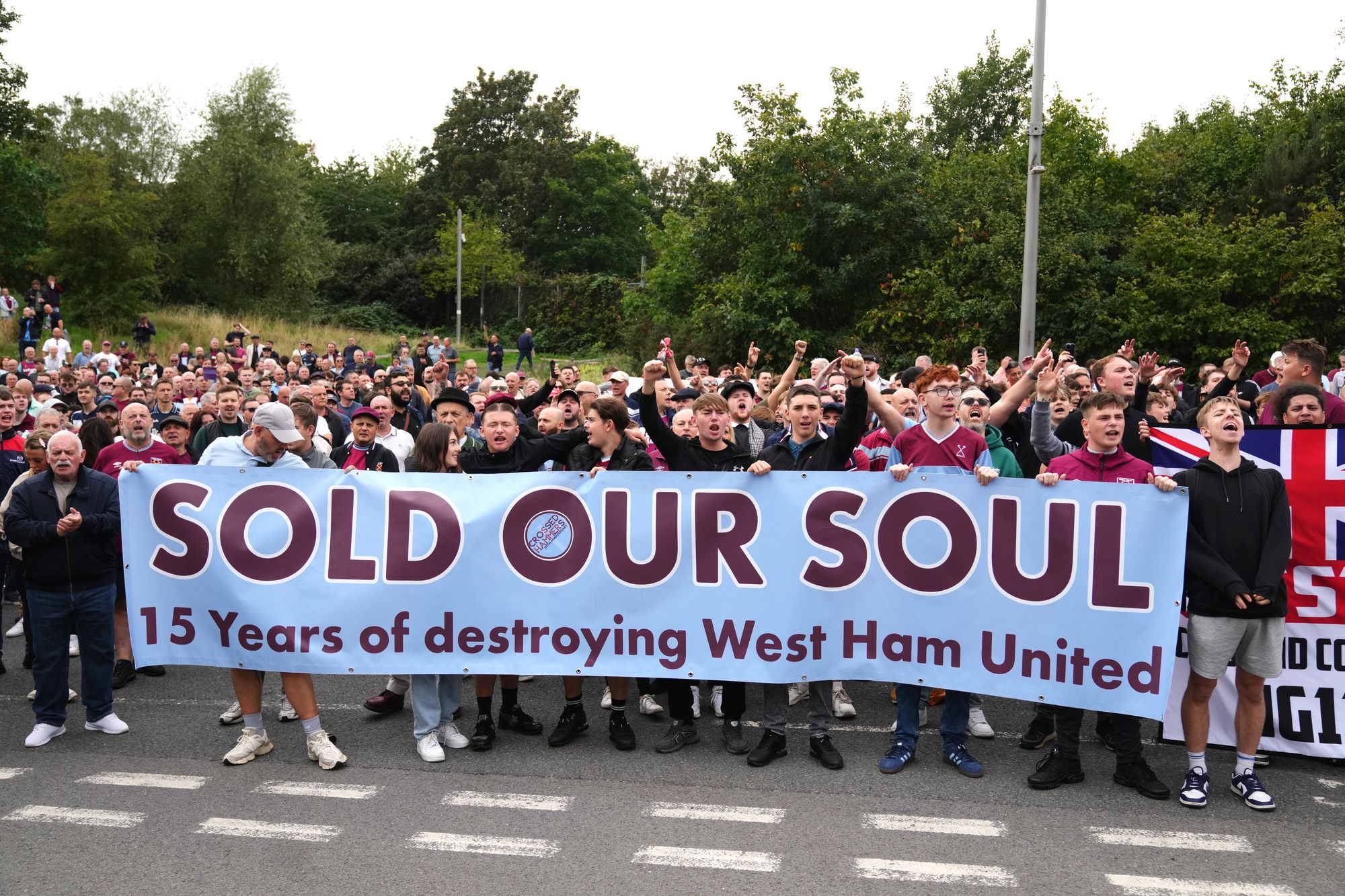 West Ham fans protested against the owners of the club before the home game against Crystal Palace