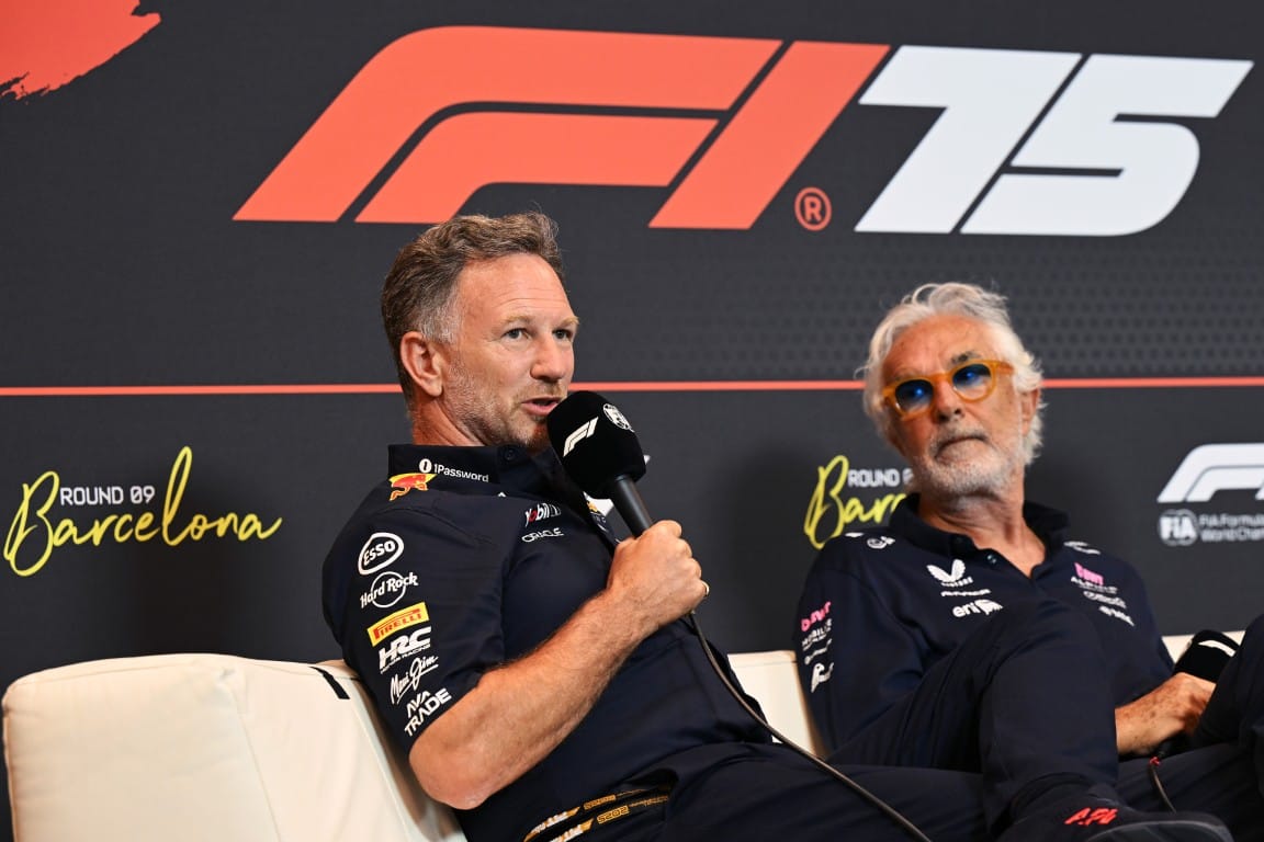 Christian Horner, Red Bull, and Flavio Briatore, Alpine, F1