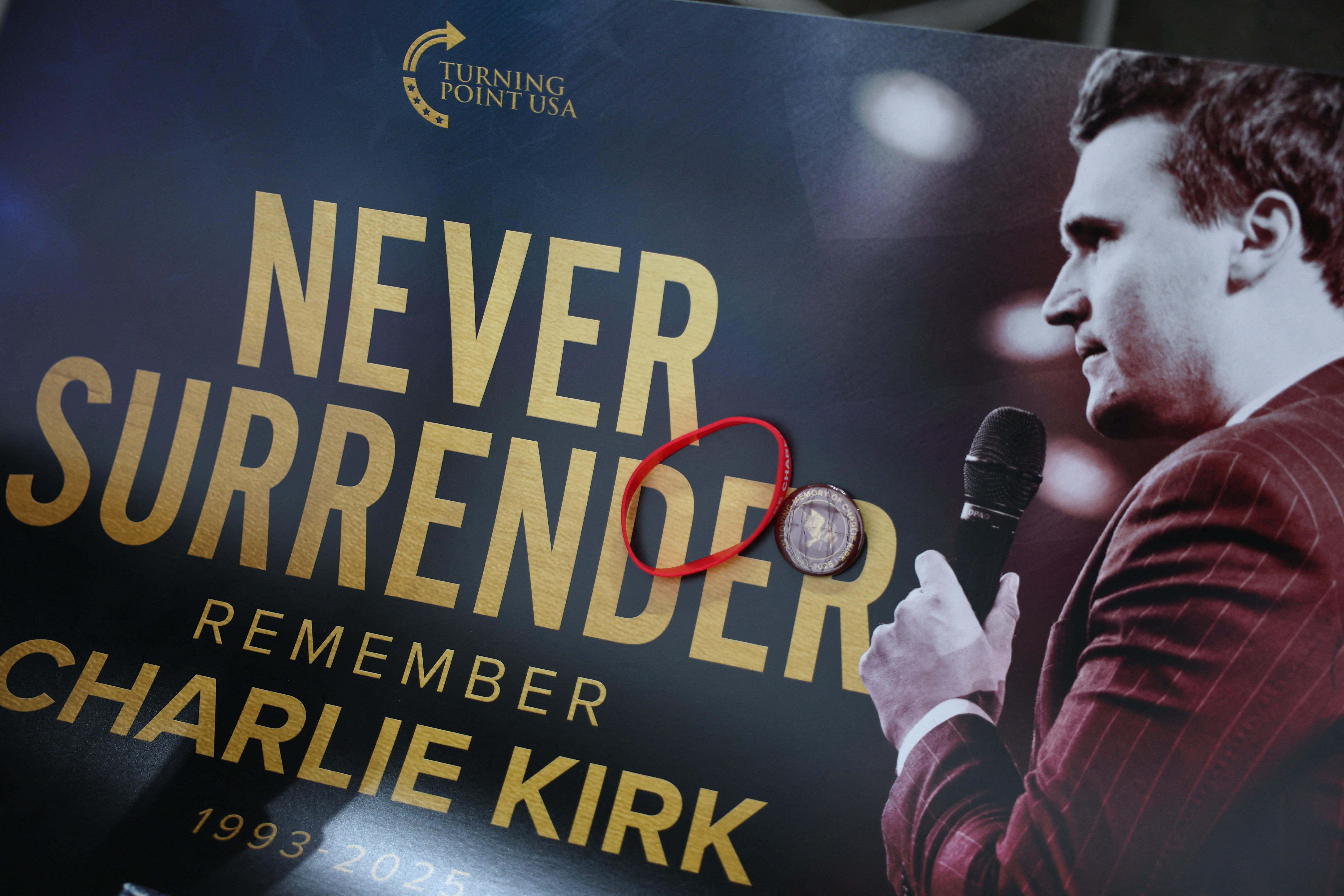 Charlie Kirk merchandise at the stadium