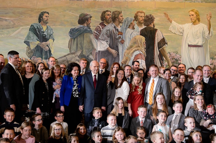 (Trent Nelson | The Salt Lake Tribune) Russell M. Nelson poses for a photo with members of his family Tuesday, Jan. 16, 2018, when Nelson was named the 17th president of The Church of Jesus Christ of Latter-day Saints.