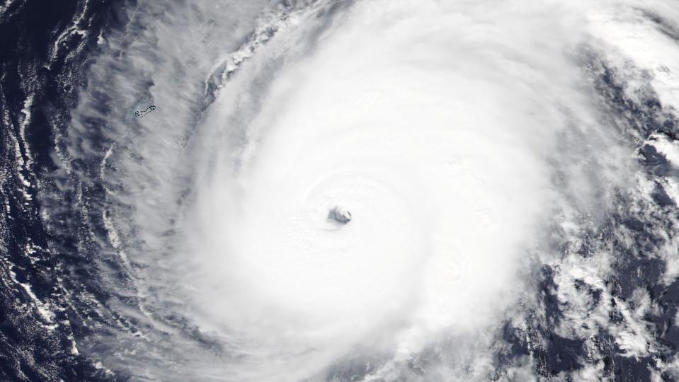 A satellite picture of hurricane Gabrielle as it rapidly intensified.