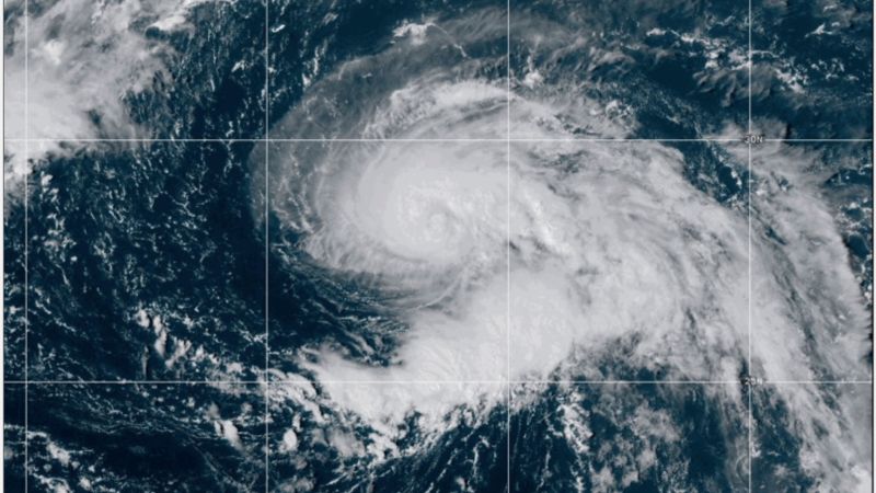 Gabrielle becomes a hurricane in the Atlantic Ocean, southeast of Bermuda