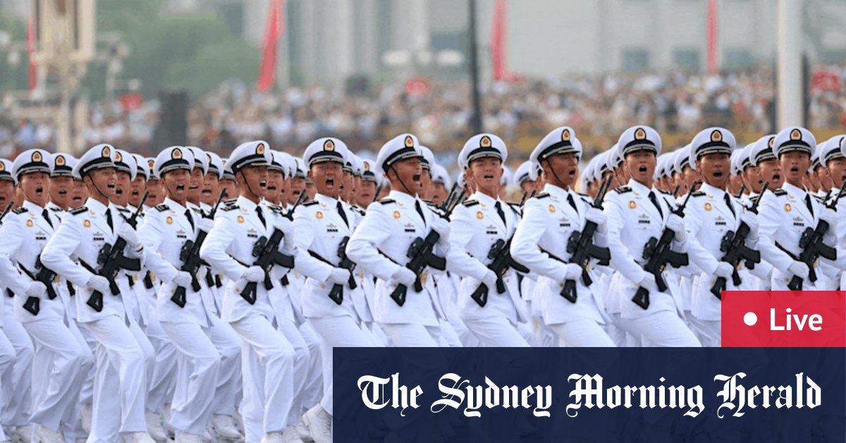 Daniel Andrews poses for Victory Day parade photo with Xi Jinping, Vladimir Putin, Kim Jong-un; new weapons unveiled