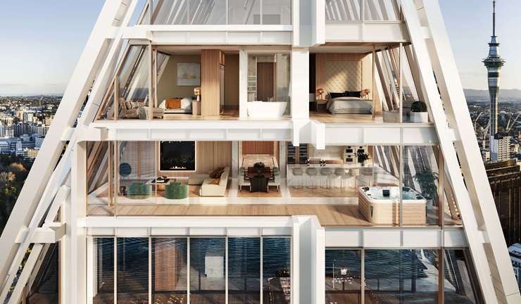 An artist's impression of the Seascape penthouse. The buyer has yet to choose the fitout, which will influence the final sale price. Photo / Supplied