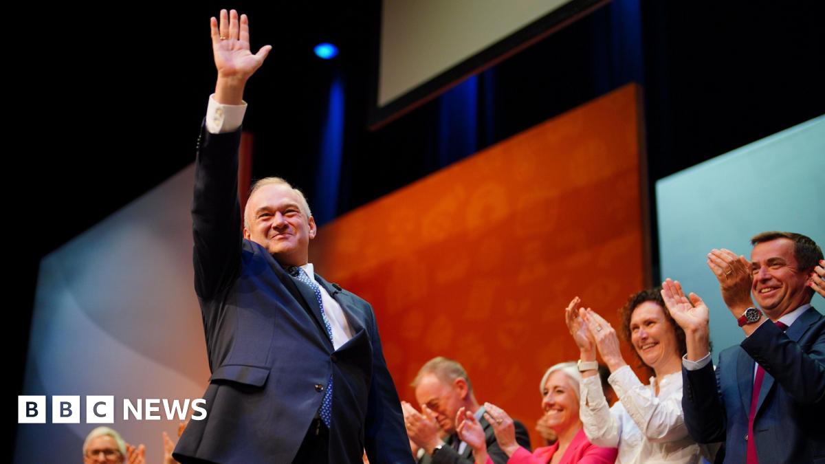 Liberal Democrat leader Sir Ed Davey delivers his keynote speech during the autumn conference, at the Bournemouth Conference Centre in Dorset. Picture date: Tuesday September 23, 2025. PA Photo.
