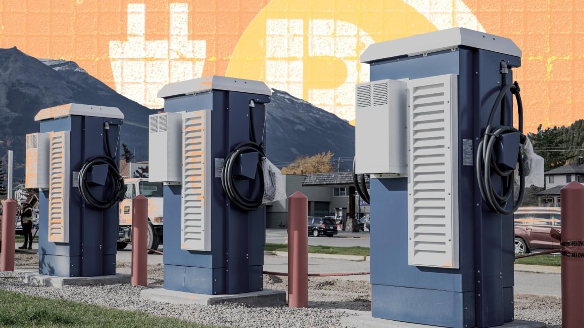 An electric vehicle charging station Jasper, Alta. 