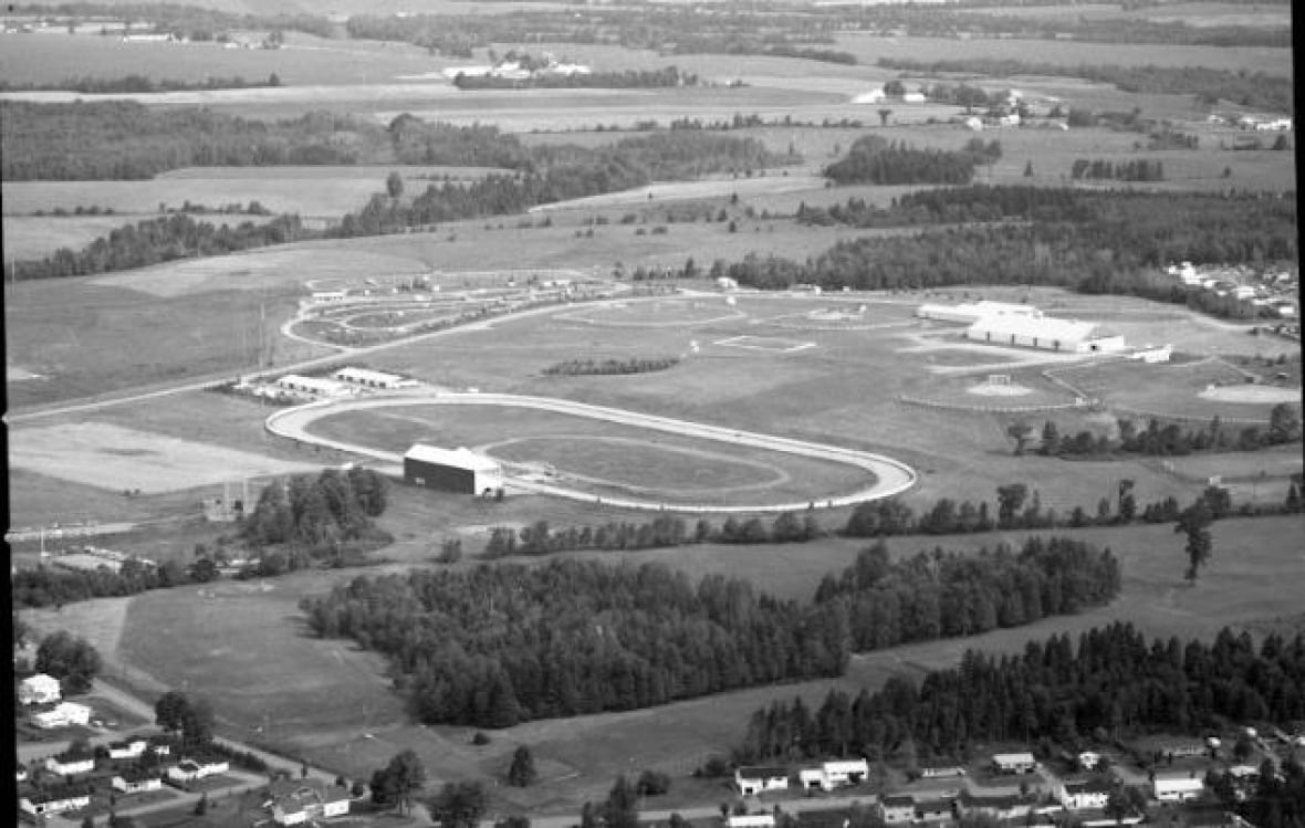black and white photo of Connell Park Raceway from provincial archives. Date unknown