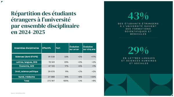 Répartition par discipline à l'université