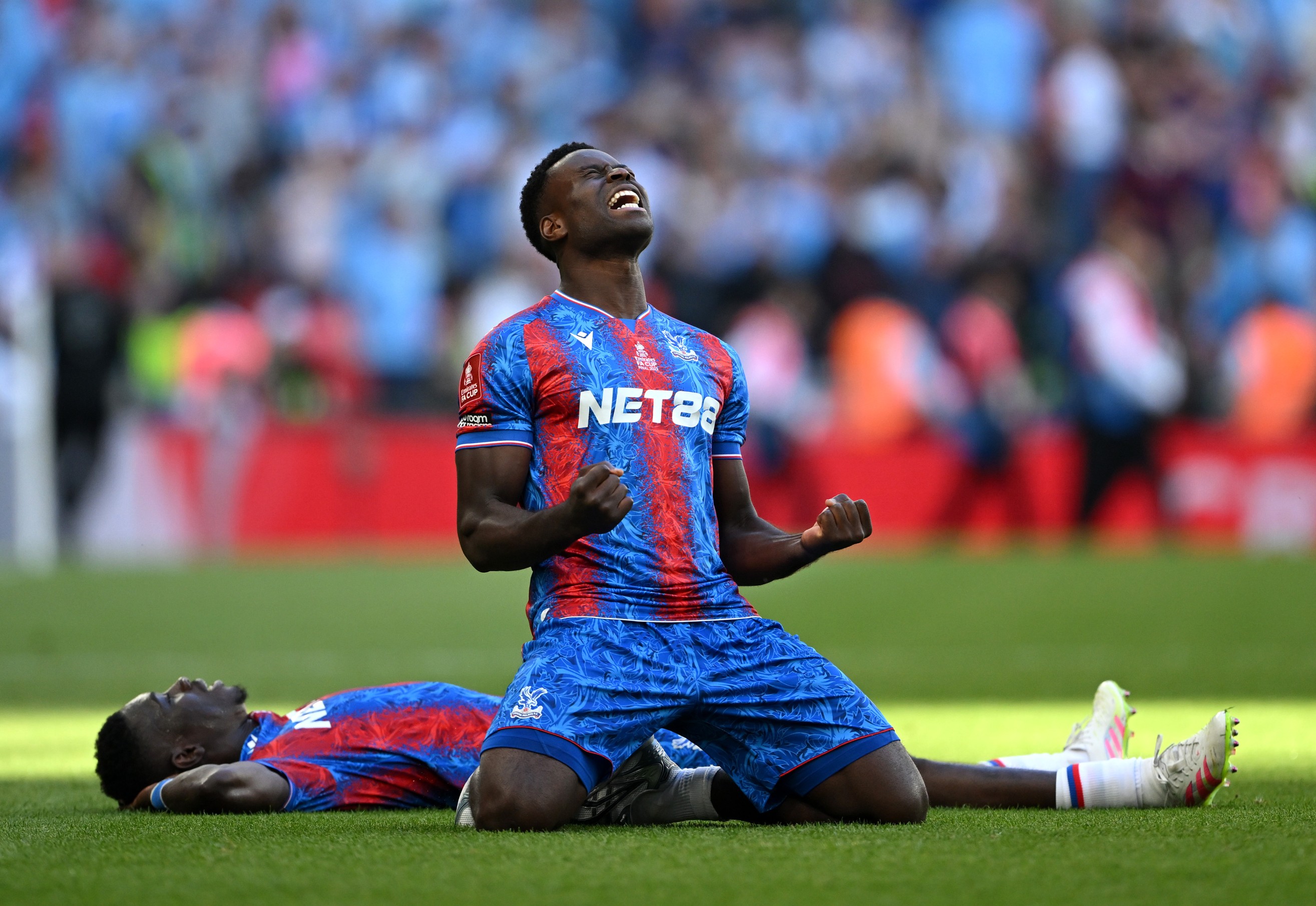 Marc Guehi celebrates FA Cup win for Crystal Palace