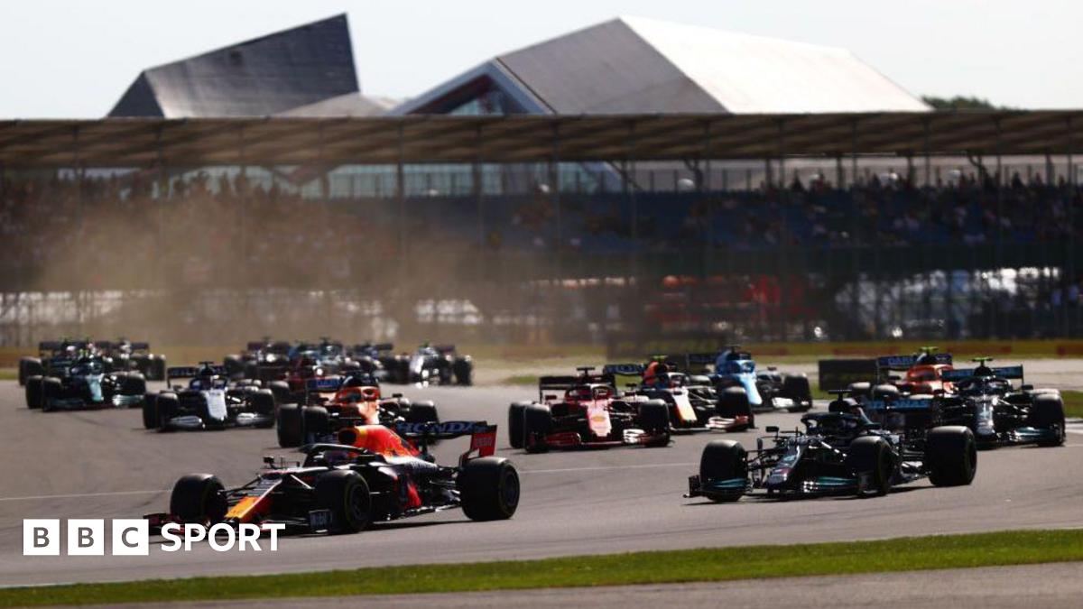 Red Bull's Max Verstappen leading the sprint qualifying event at the 2021 British Grand Prix at Silverstone