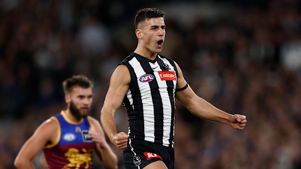 Nick Daicos of the Magpies celebrates