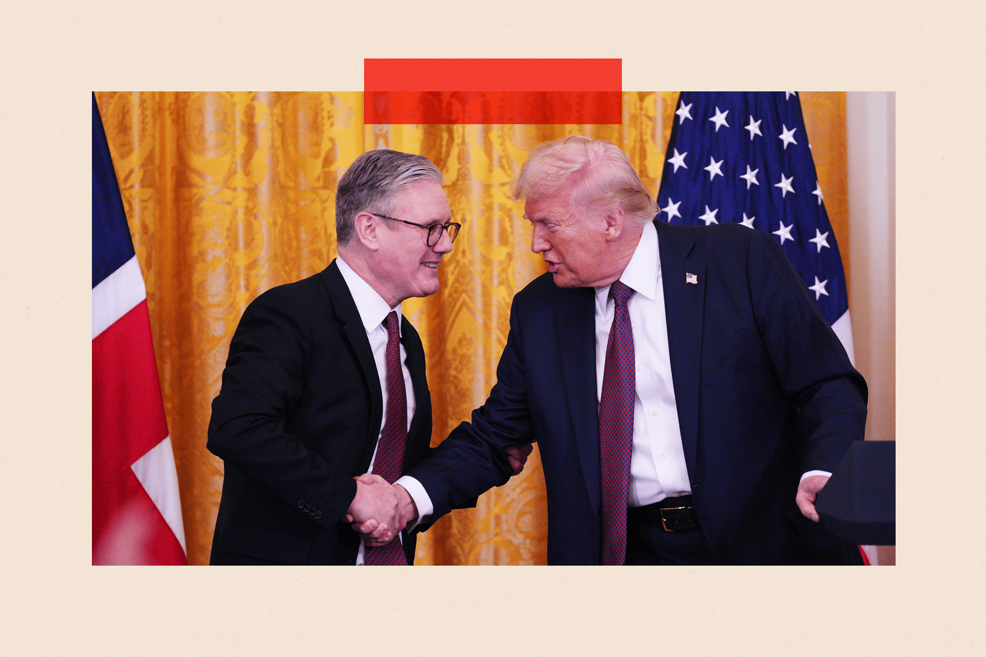 UK Prime Minister Keir Starmer and US President Donald Trump shake hands at a joint press conference in the East Room at the White House on February 27, 2025 in Washington, DC
