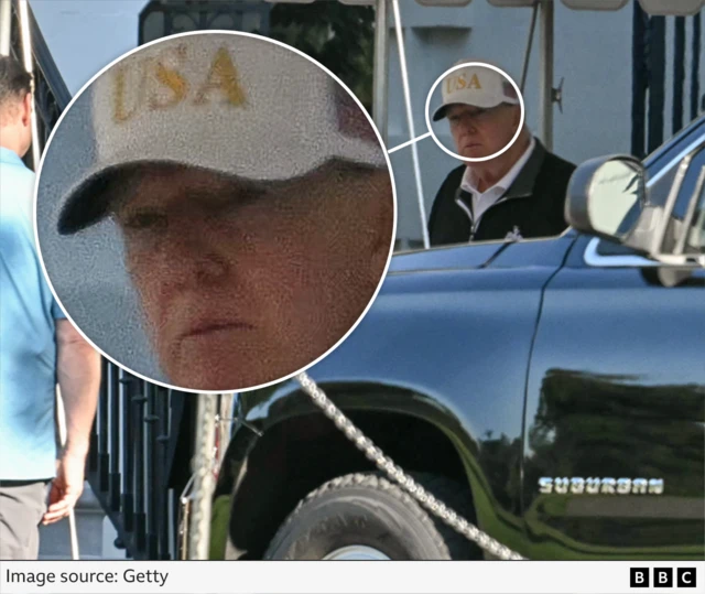 The full original picture of Trump outside the White House