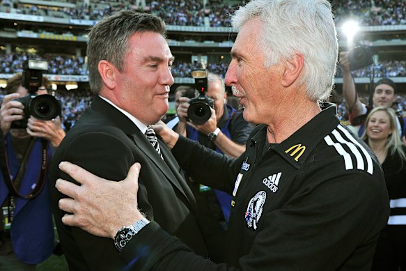 Malthouse with Eddie McGuire in 2010.