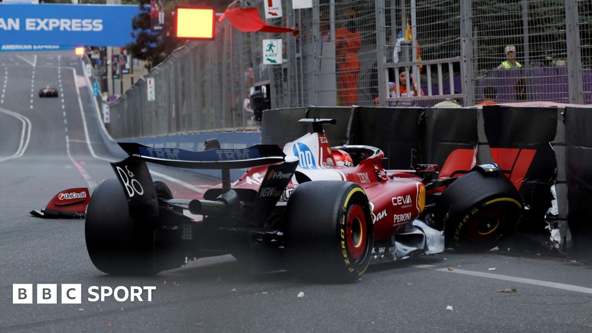 Ferrari's Charles Leclerc crashed into the barriers during qualifying for the Azerbaijan Grand Prix