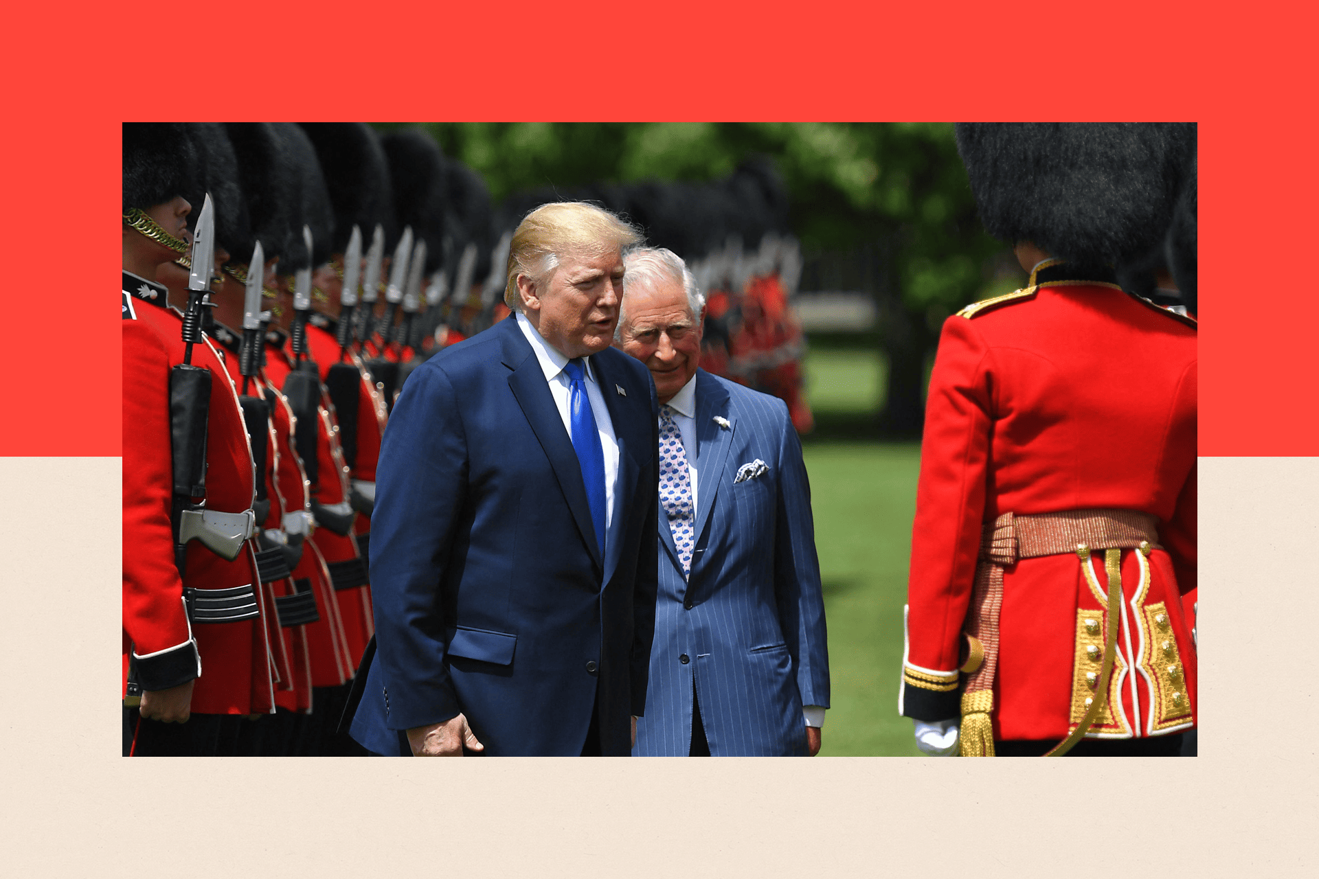 US President Donald Trump and the then Prince Charles during a welcome ceremony at Buckingham Palace in central London on June 3, 2019
