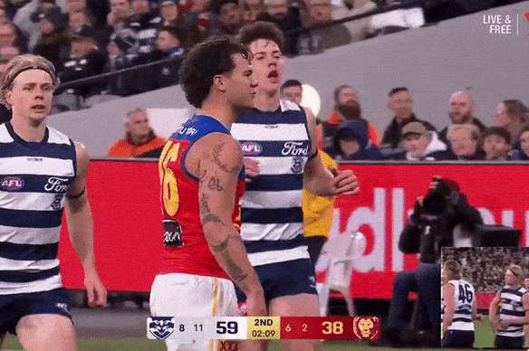 Cam Rayner is paid a second free kick in the goal square.