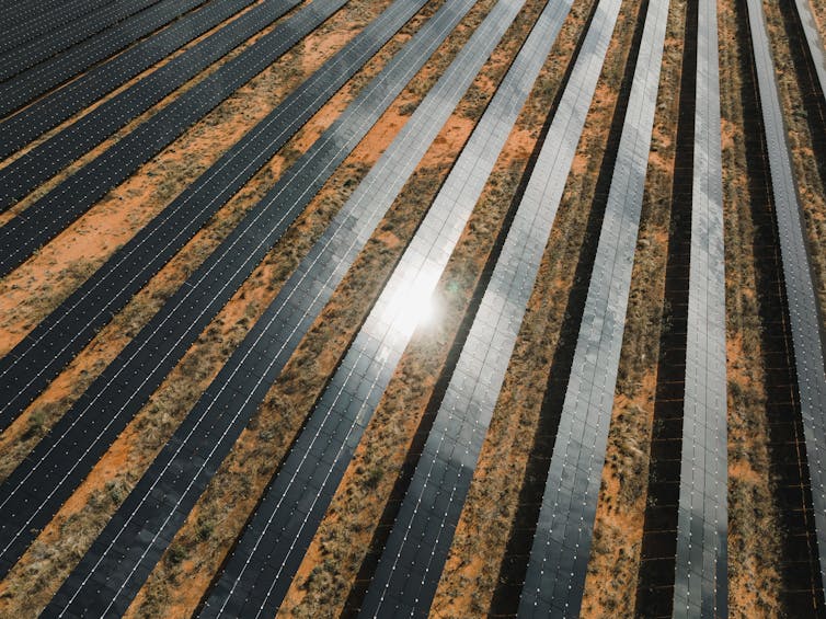 aerial view of solar farm.
