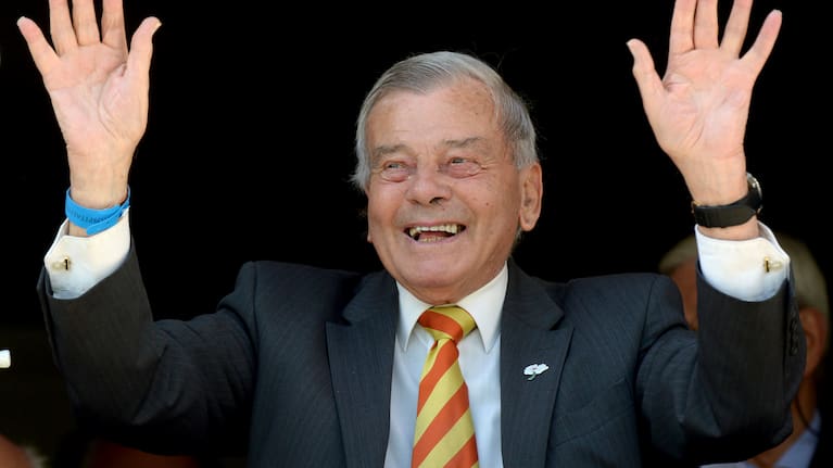 Former umpire Dickie Bird attends the first day of the first Test match at Lord's cricket ground in London
