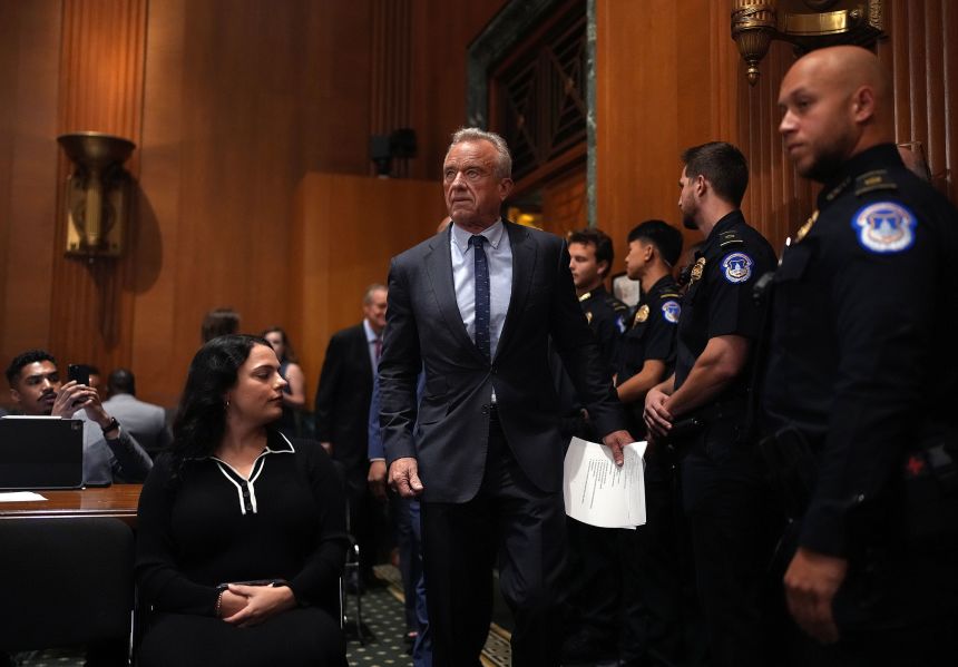 Health and Human Services Secretary Robert Kennedy Jr. arrives to testify before the Senate Finance Committee on September 04, 2025 in Washington, DC.