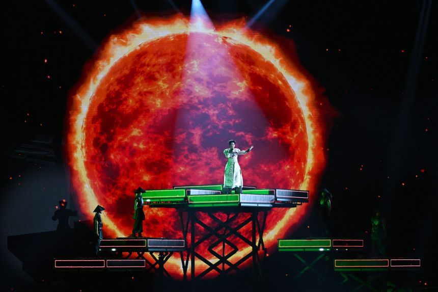 Vietnam's Duc Phuc performs in Moscow on Saturday.