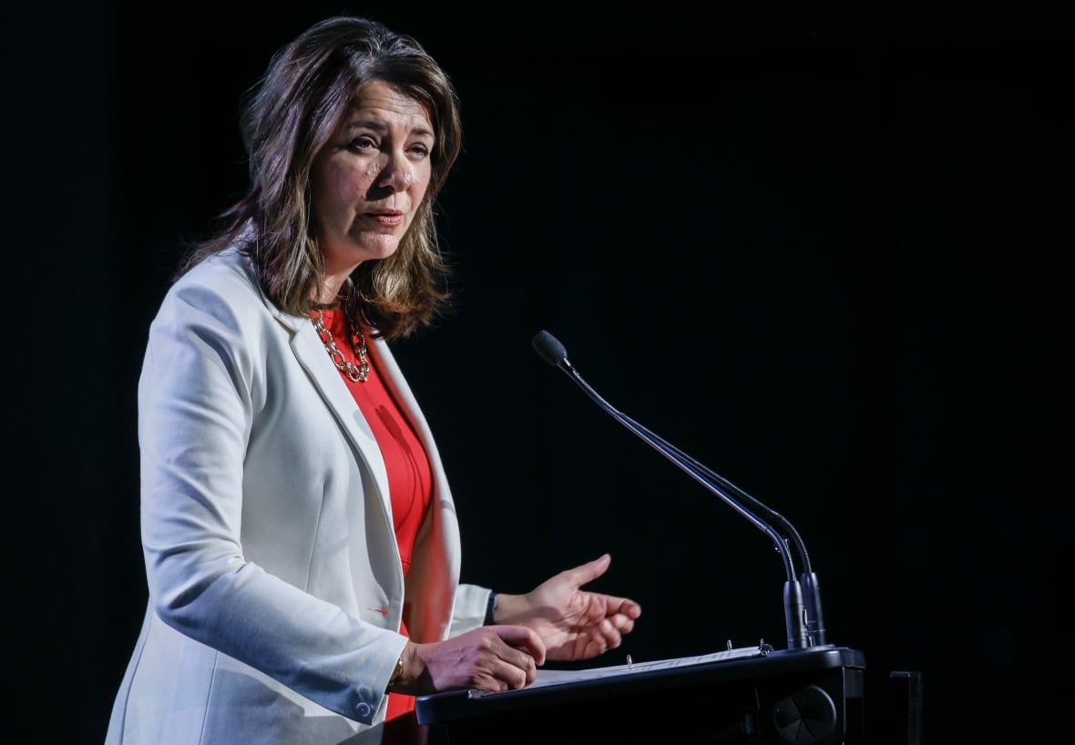 Premier Danielle Smith making a speech