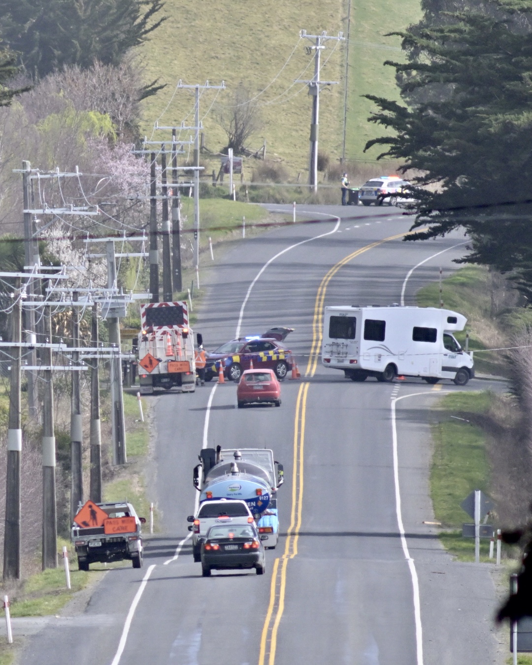 Emergency services at the scene of the crash. Photo: Gerard O'Brien