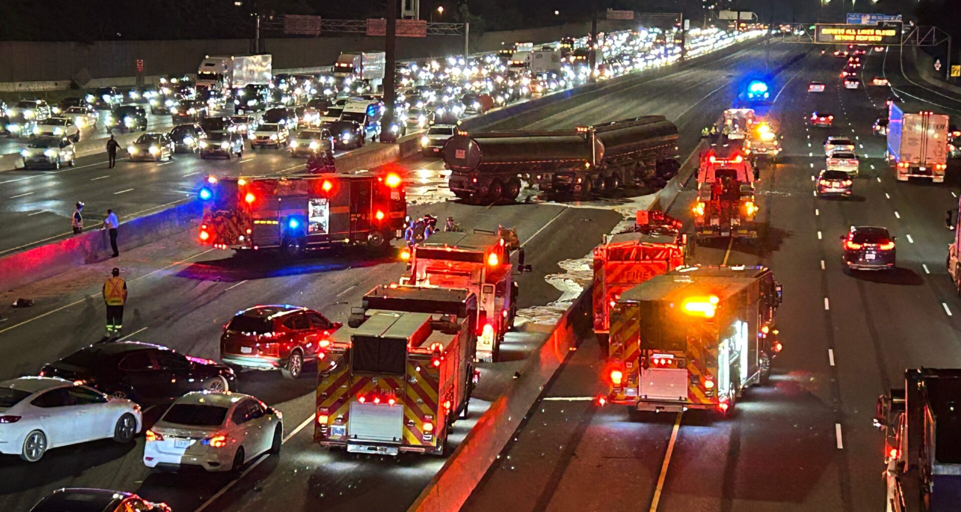 Multi-vehicle crash involving tanker truck forces Highway 401 closure near Avenue Road